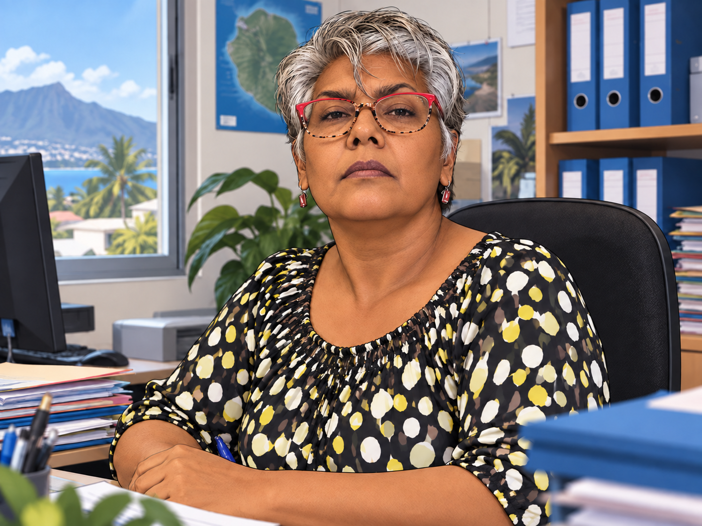 Portrait illustré de Jeanne Toolsy dans son environnement professionnel